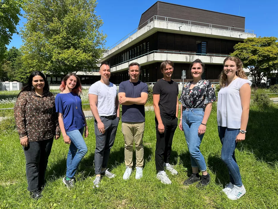 Stegmann group June 2023 (from left to right):<br />
Sukhmanpreet Kaur (MSc student), Zeynep Camgöz (MSc student), Sebastian Schade (doctoral candidate), Martin Stegmann (group leader), Jakub Rzemieniewski (doctoral candidate), Henriette Leicher (doctoral candidate), Luisa Huber (apprentice, technical assistant)